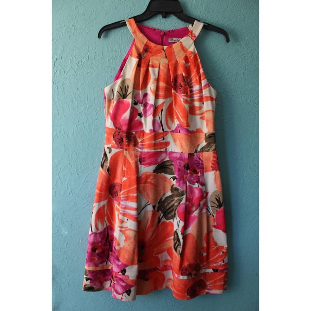 NWOT Eliza J Halter Neck Fit & Flare Floral Dress